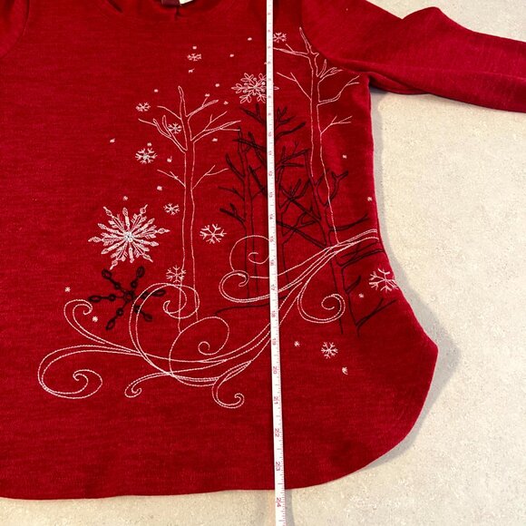 Christopher & Banks Women's Long sleeve shirt Winter theme Red size small - Picture 7 of 8